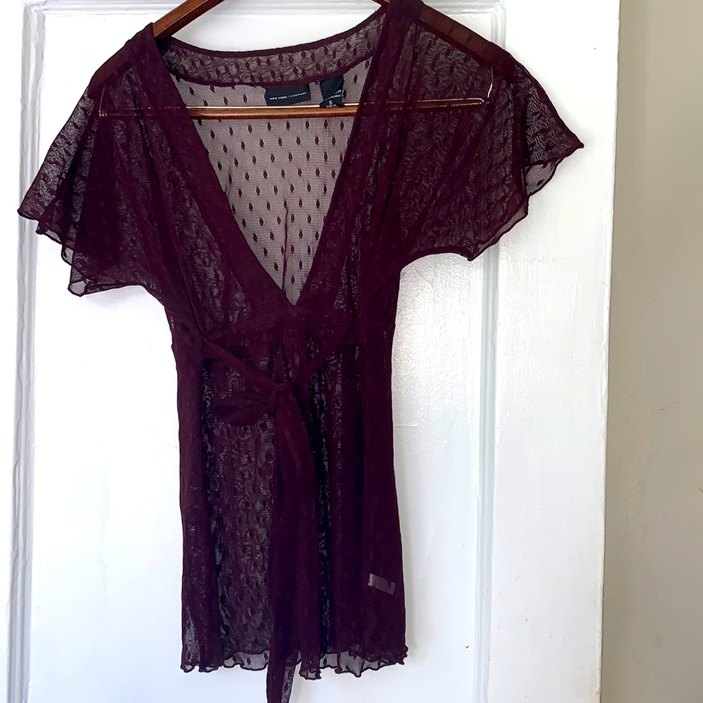 Sheer Slim Mesh Falf-Sleeve Casual Cutsew main image 0